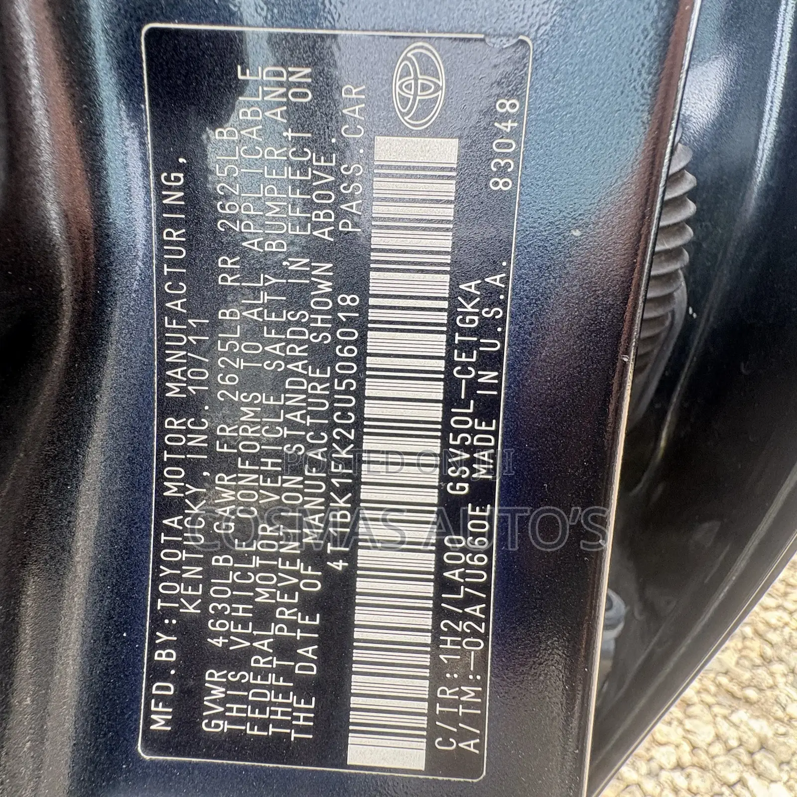 Toyota Camry XLE 4dr Sedan (2.5L 4cyl 6A) 2012 Black