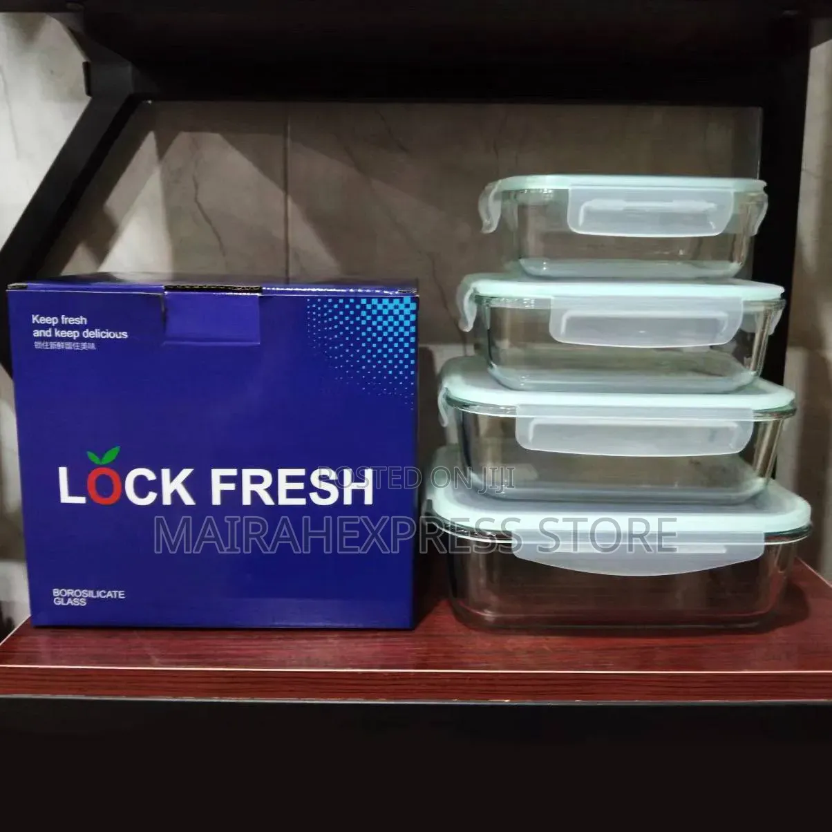 4in1 Lock Fresh Glass Bowl Set With Plastic Lid