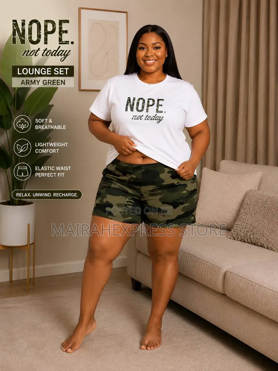 Nope-Not-Today Camo-Inspired Versatile 2-Piece Lounge Wear Set
