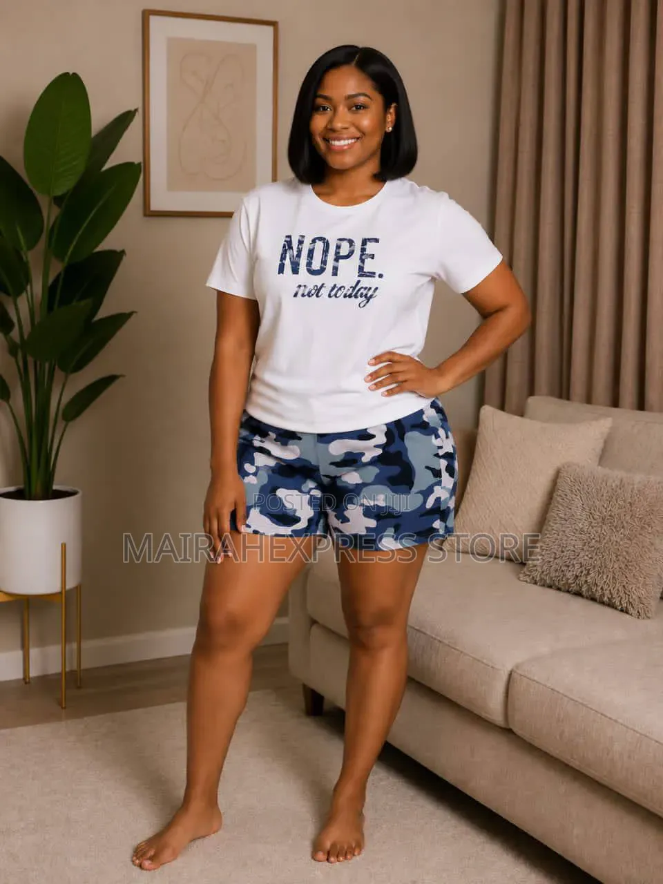 Nope-Not-Today Camo-Inspired Versatile 2-Piece Lounge Wear Set