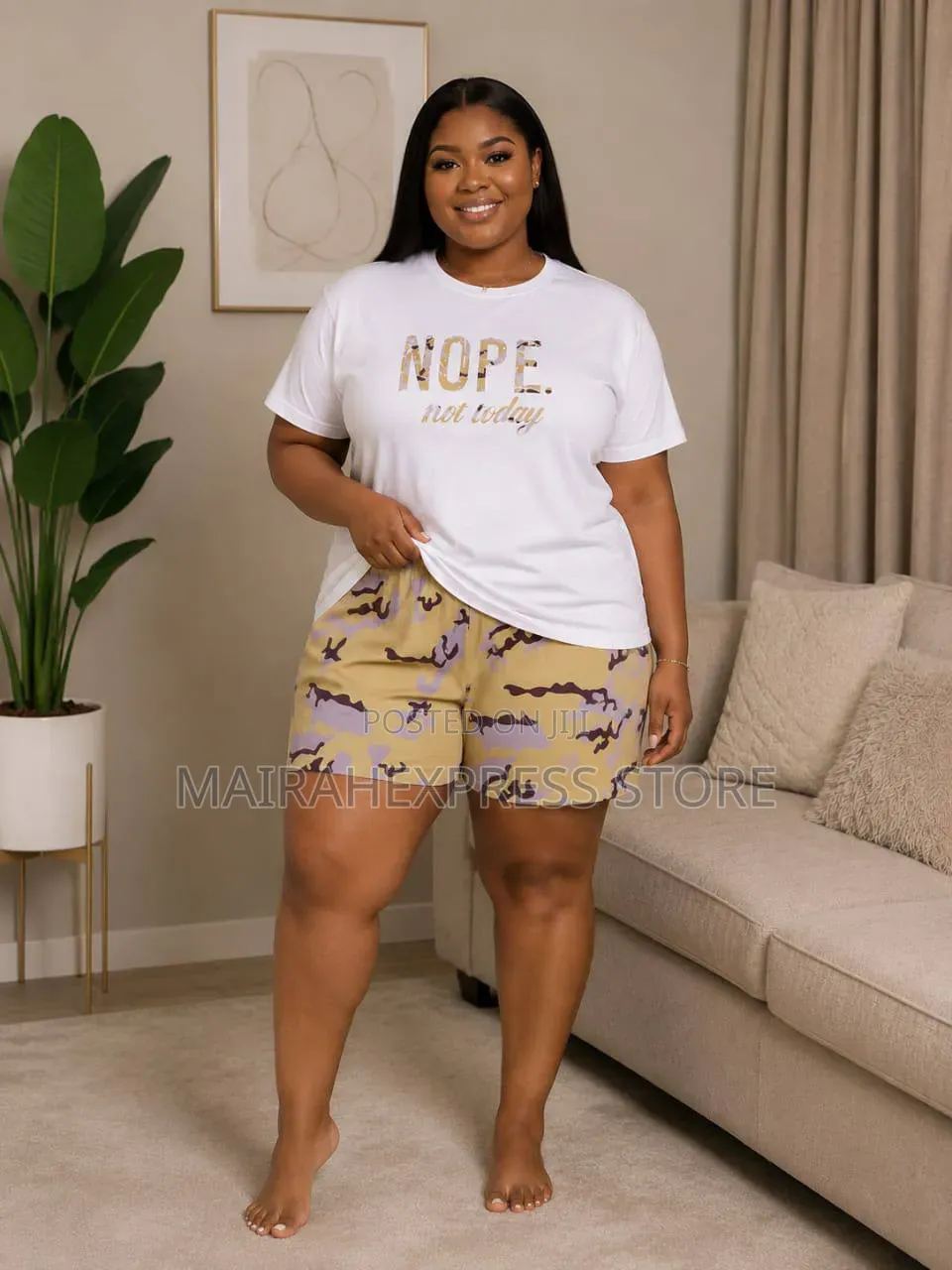 Nope-Not-Today Camo-Inspired Versatile 2-Piece Lounge Wear Set