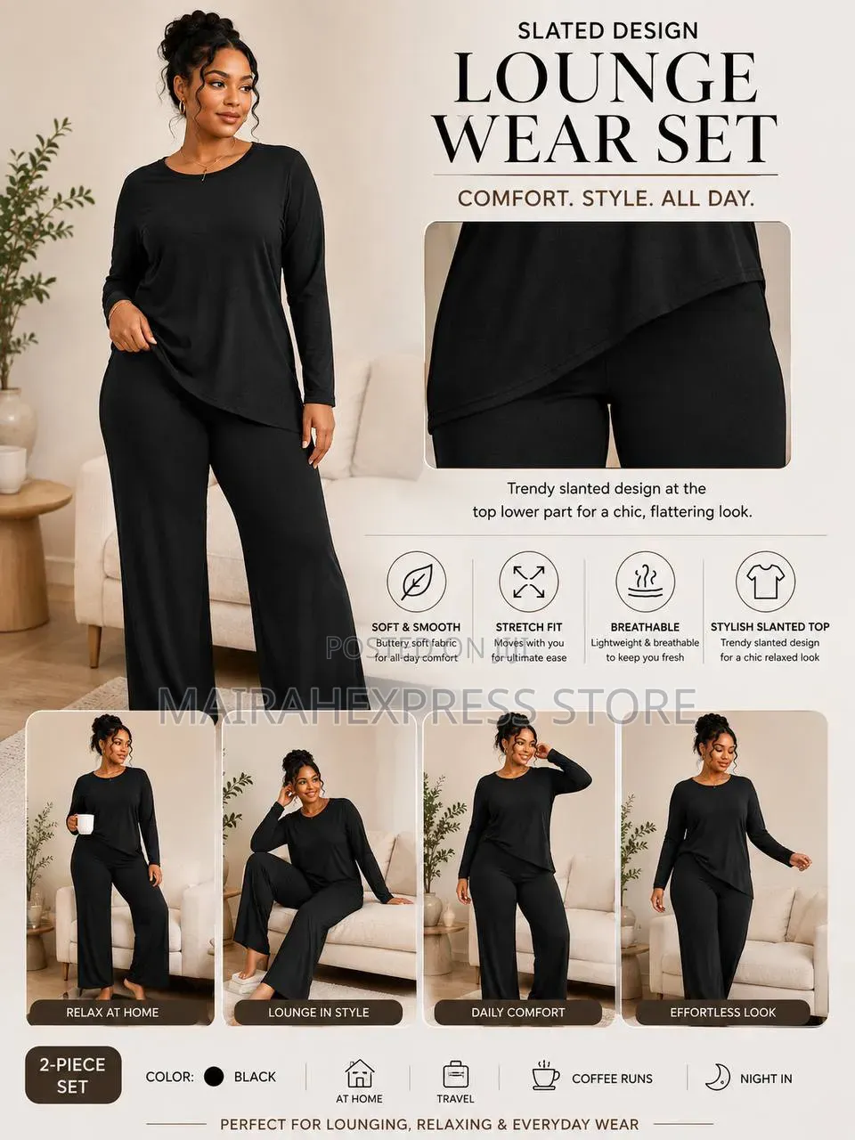 Slated Design Lounge Wear Set 
Size: 5xl Only