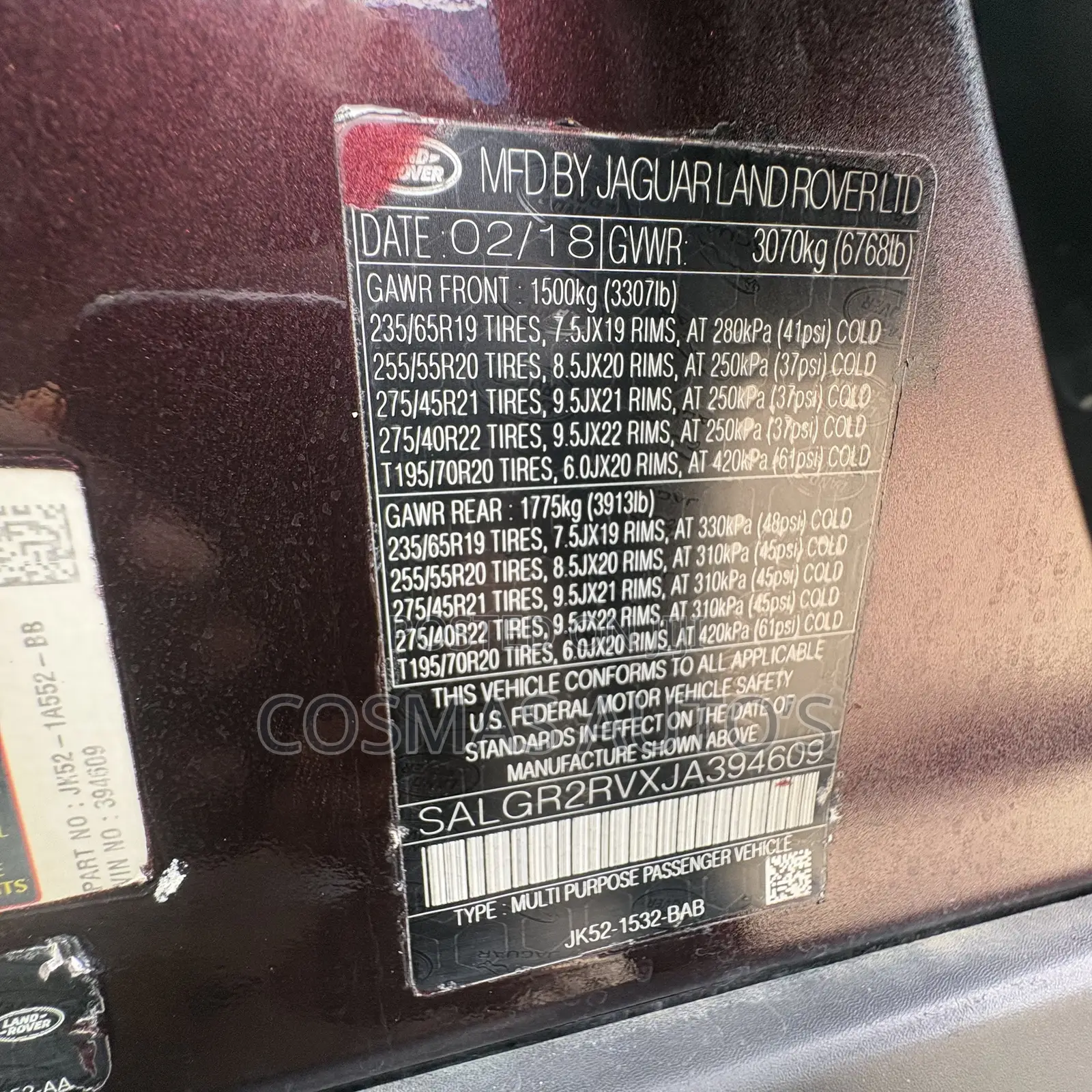 Land Rover Range Rover 2018 Maroon