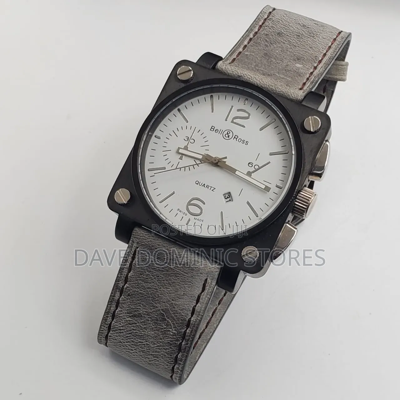 Original Quality Bell & Ross Male Watch 
Leather Strap 
Battery Power