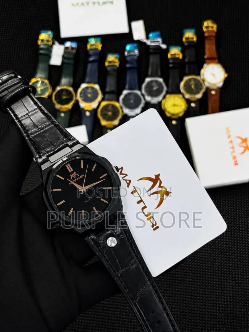 Matturi Mens Leather Watches 30m Water Resistant