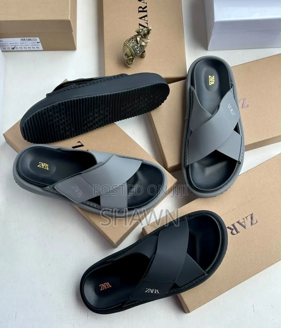 Zara Leather Cross Slippers