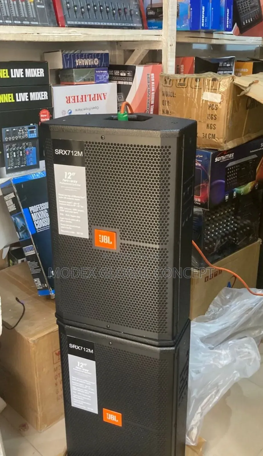 JBL SRX712M 12" Two-Way Professional Stage Monitor Speakers.