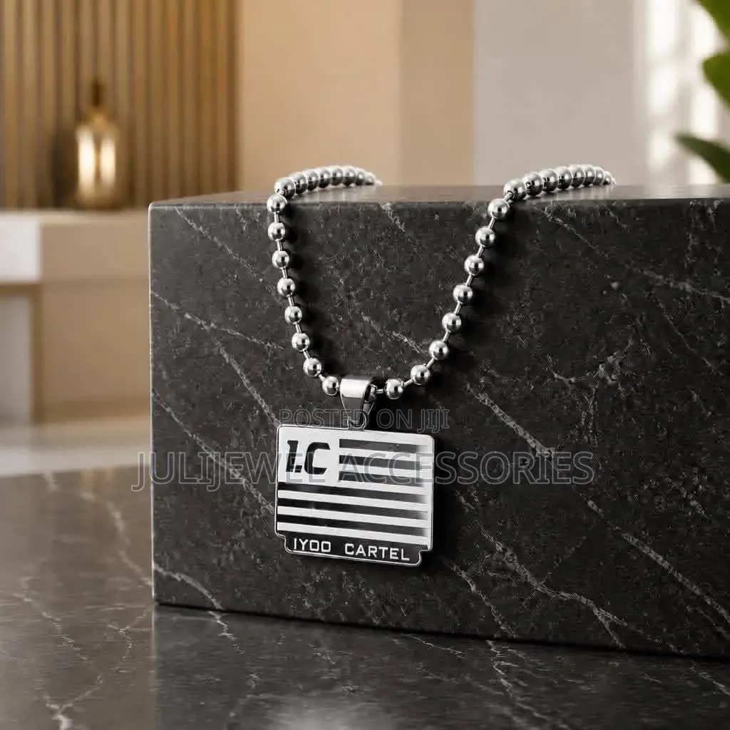Iyoo Cartel/ "I.C" Pendant Necklace Ball Chain/ Bead Chain for Men