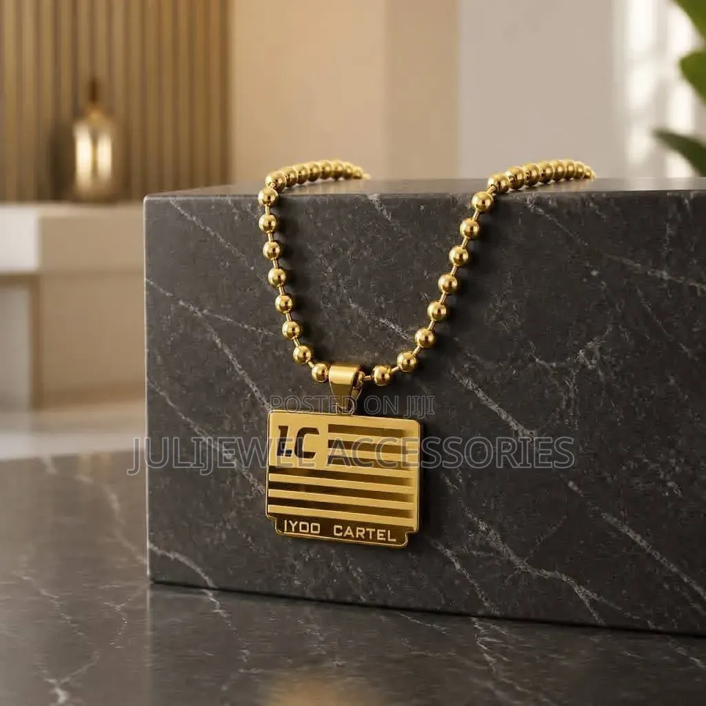 Iyoo Cartel/ "I.C" Pendant Necklace Ball Chain/ Bead Chain for Men