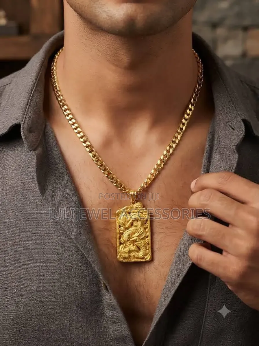 Mens Luxury 18k Dragon Chain for Men Non Tarnish Necklace Cuban Chain