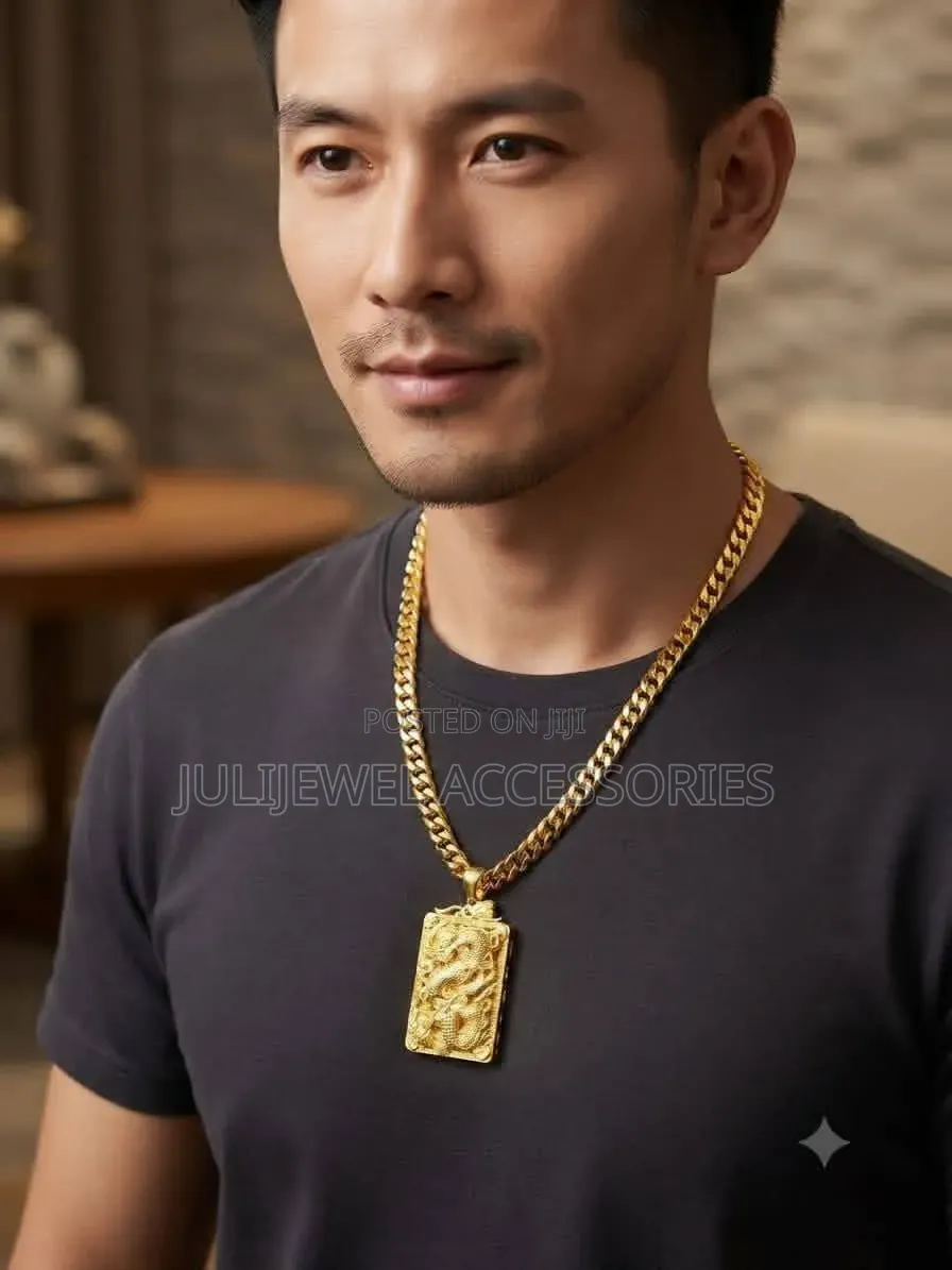 Mens Luxury 18k Dragon Chain for Men Non Tarnish Necklace Cuban Chain