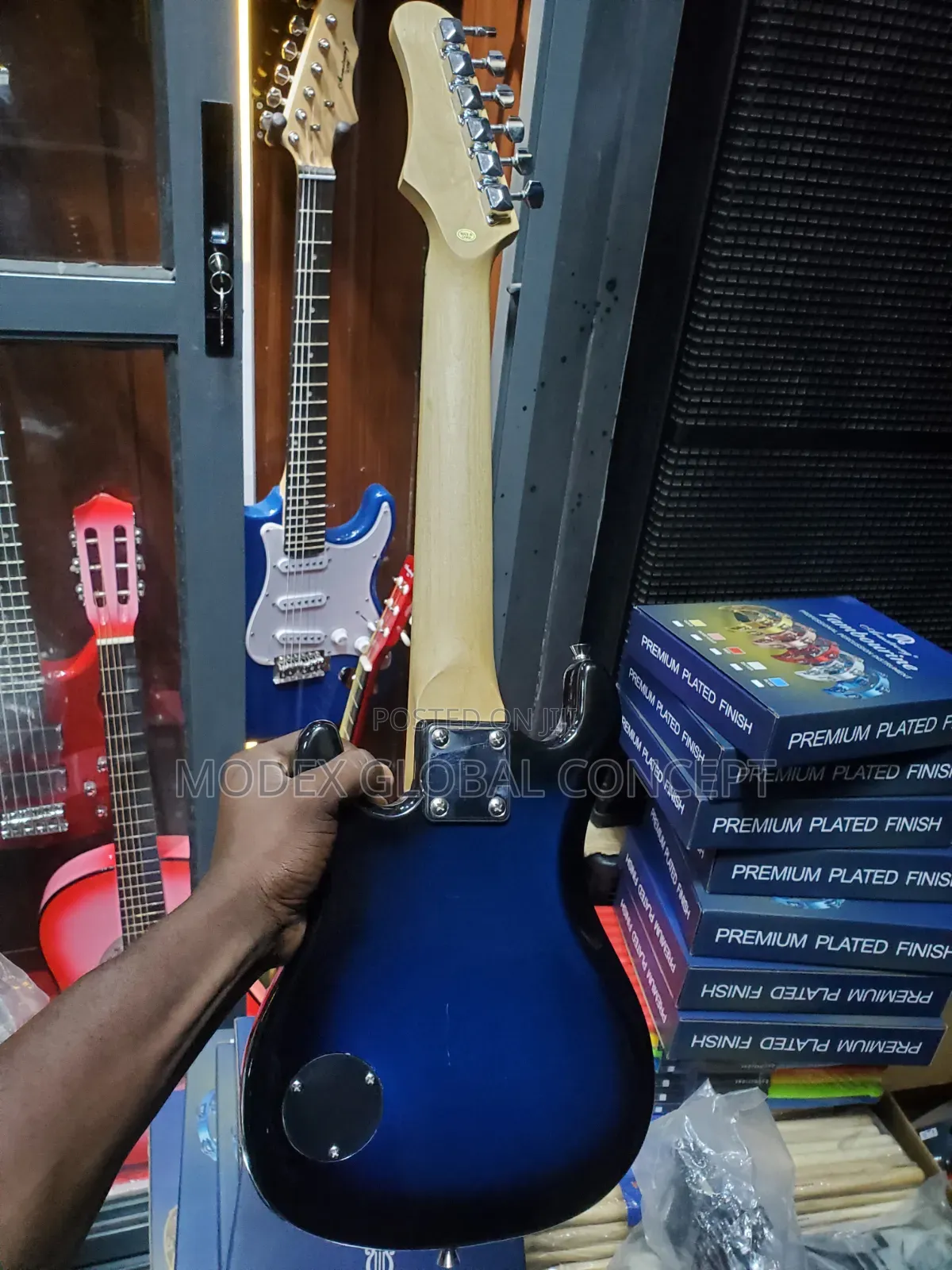 Blue 30-Inch Mini Electric Guitar.