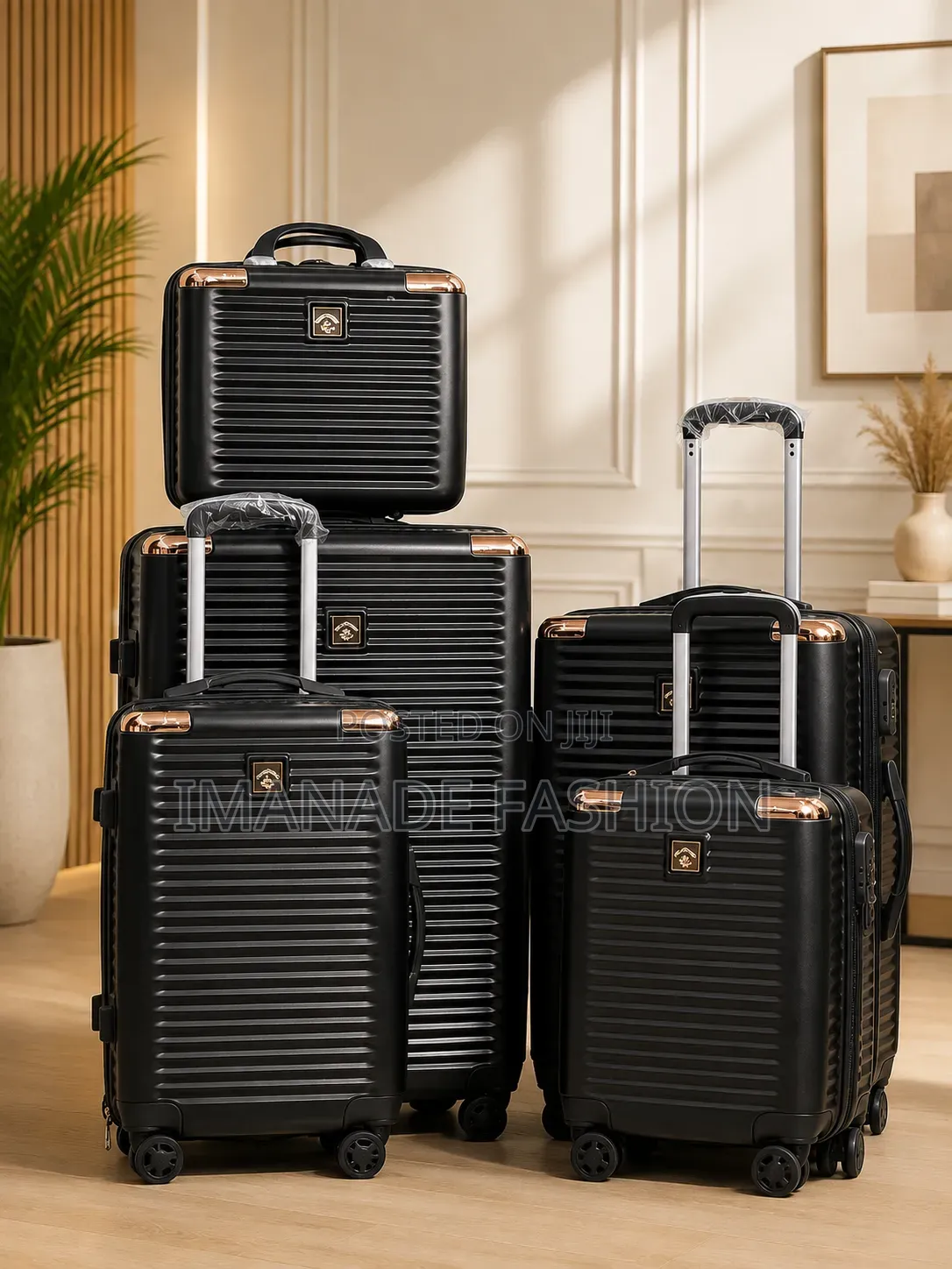 Premium 5-Piece Black Hardshell Luggage Set