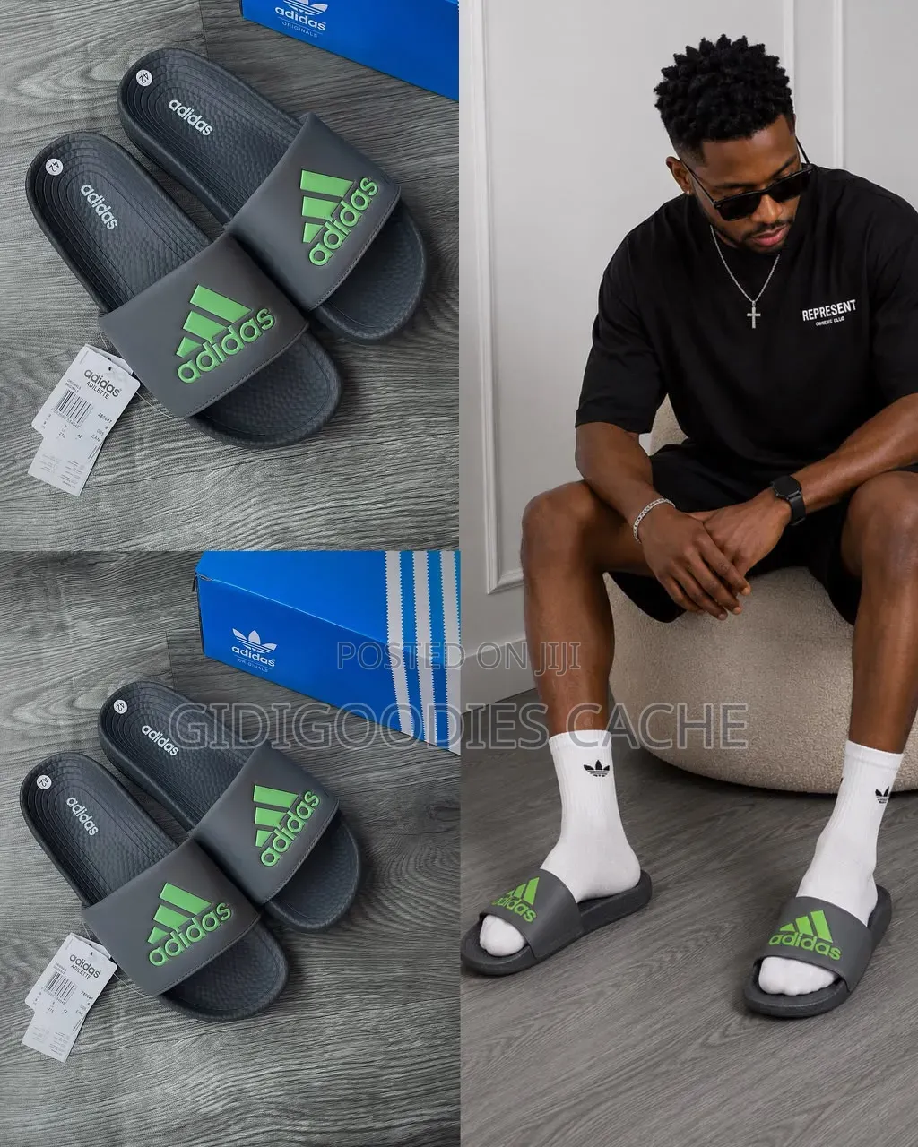 Black Adidas Adilette Slide Sandals
Size 40-45