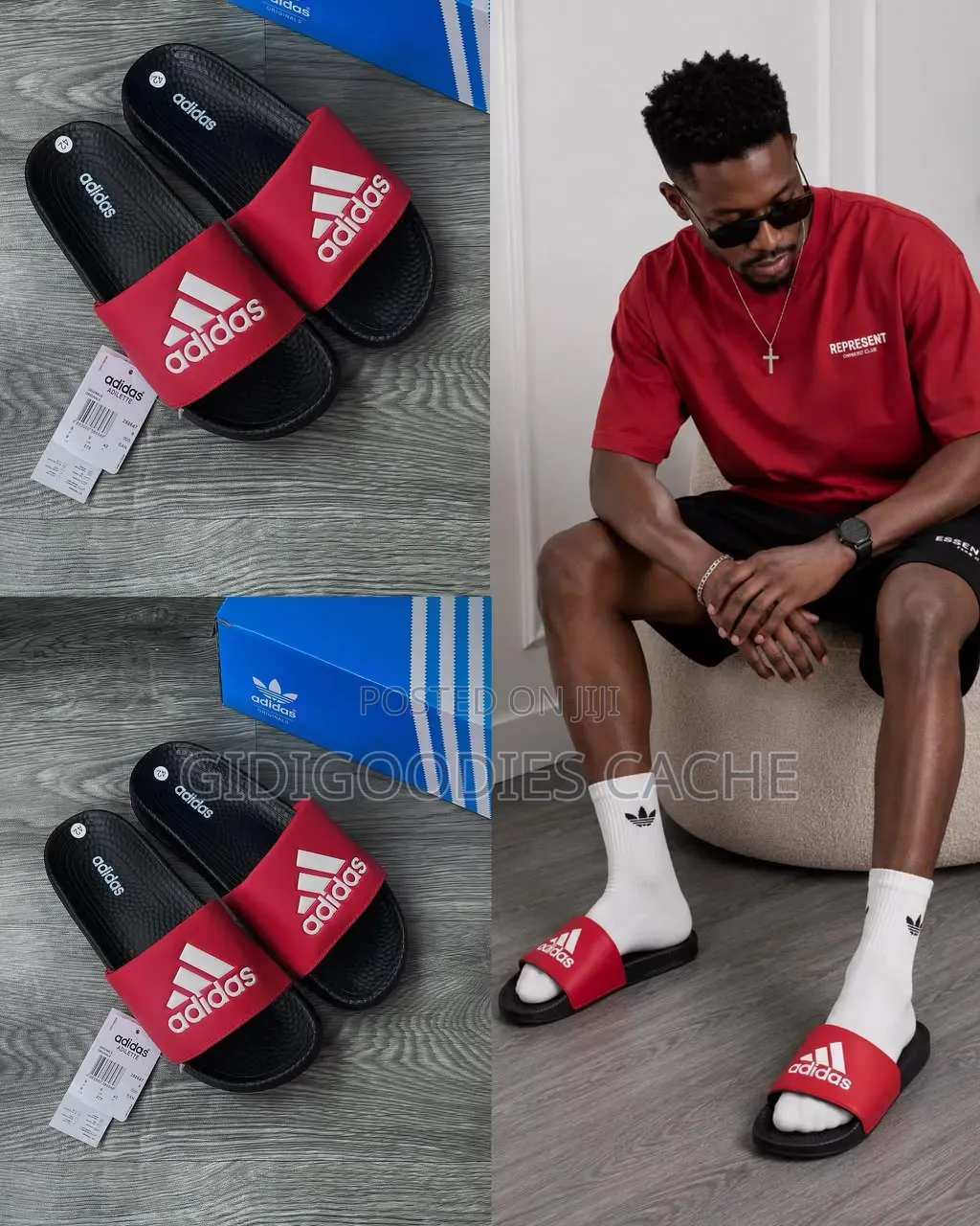 Black Adidas Adilette Slide Sandals
Size 40-45