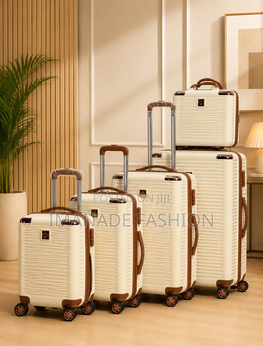 5-Piece Premium Cream Hardshell Luggage Set