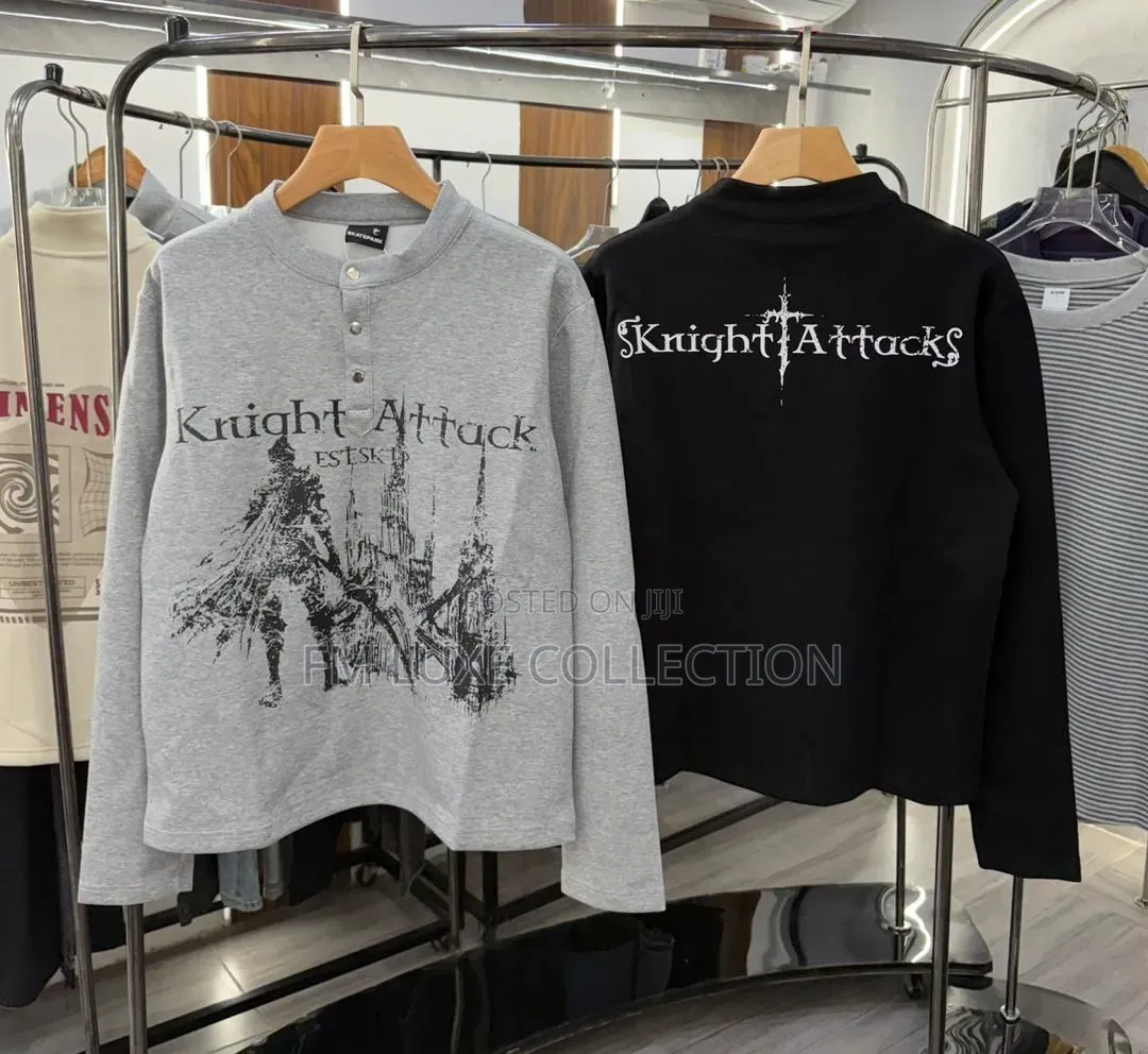 Men's Knight Print Buttock Long Sleeve Shirt