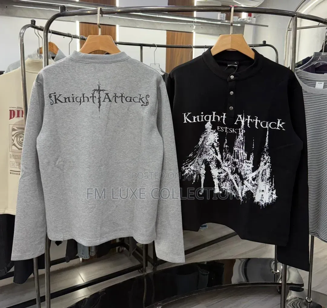 Men's Knight Print Buttock Long Sleeve Shirt