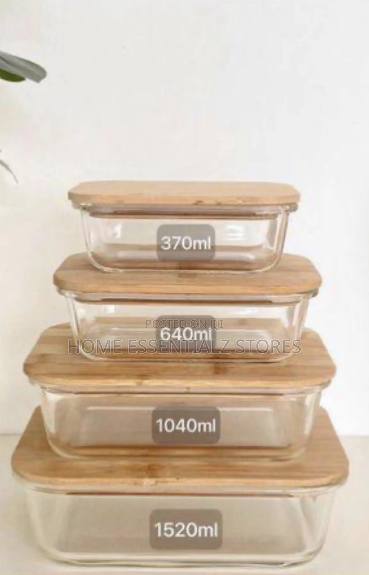 Glass Food Storage Containers Bamboo Lids - 370ml -1520ml Airtight Set