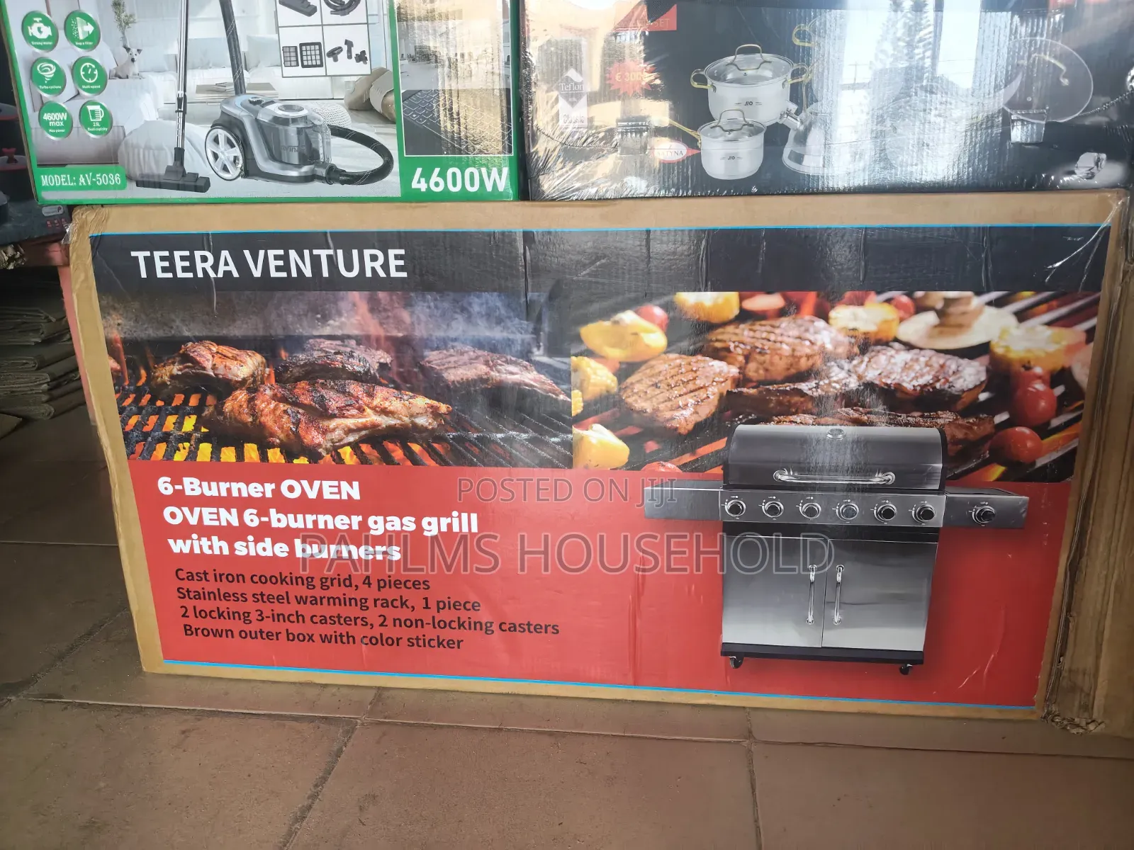 Outdoor 6-Burner Gas BBQ Grill With Side Cooker