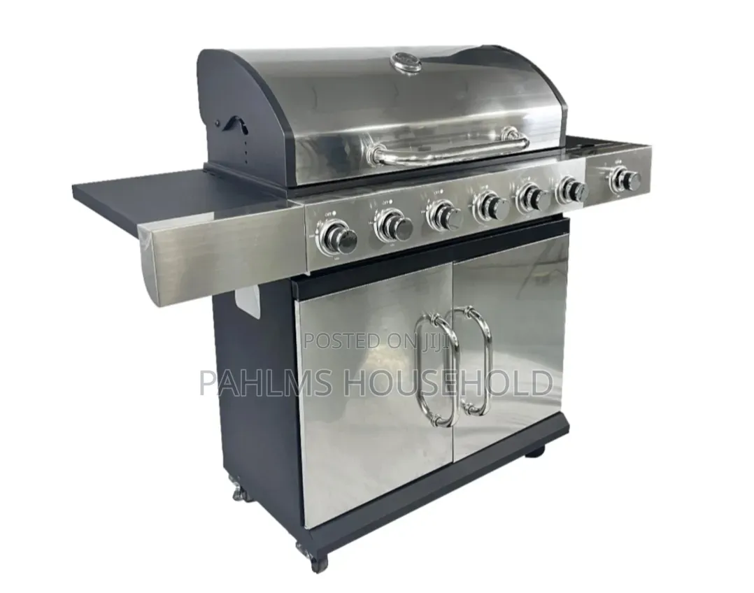 Outdoor 6-Burner Gas BBQ Grill With Side Cooker