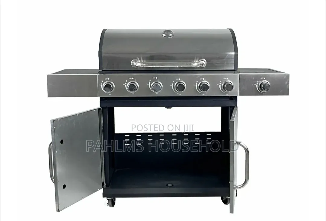 Outdoor 6-Burner Gas BBQ Grill With Side Cooker