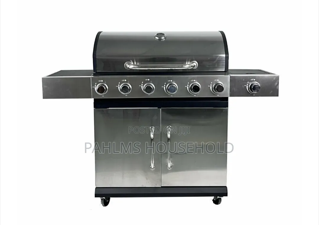 Outdoor 6-Burner Gas BBQ Grill With Side Cooker