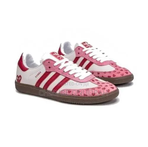 Adidas Samba X Comme Des Garçons PLAY Heart Sneakers White Pink Red
