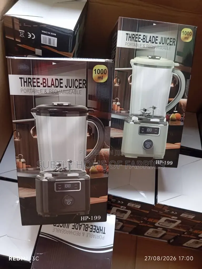 Quality HP-199 1000ml Portable Rechargeable Blender | 3-Blade Juicer