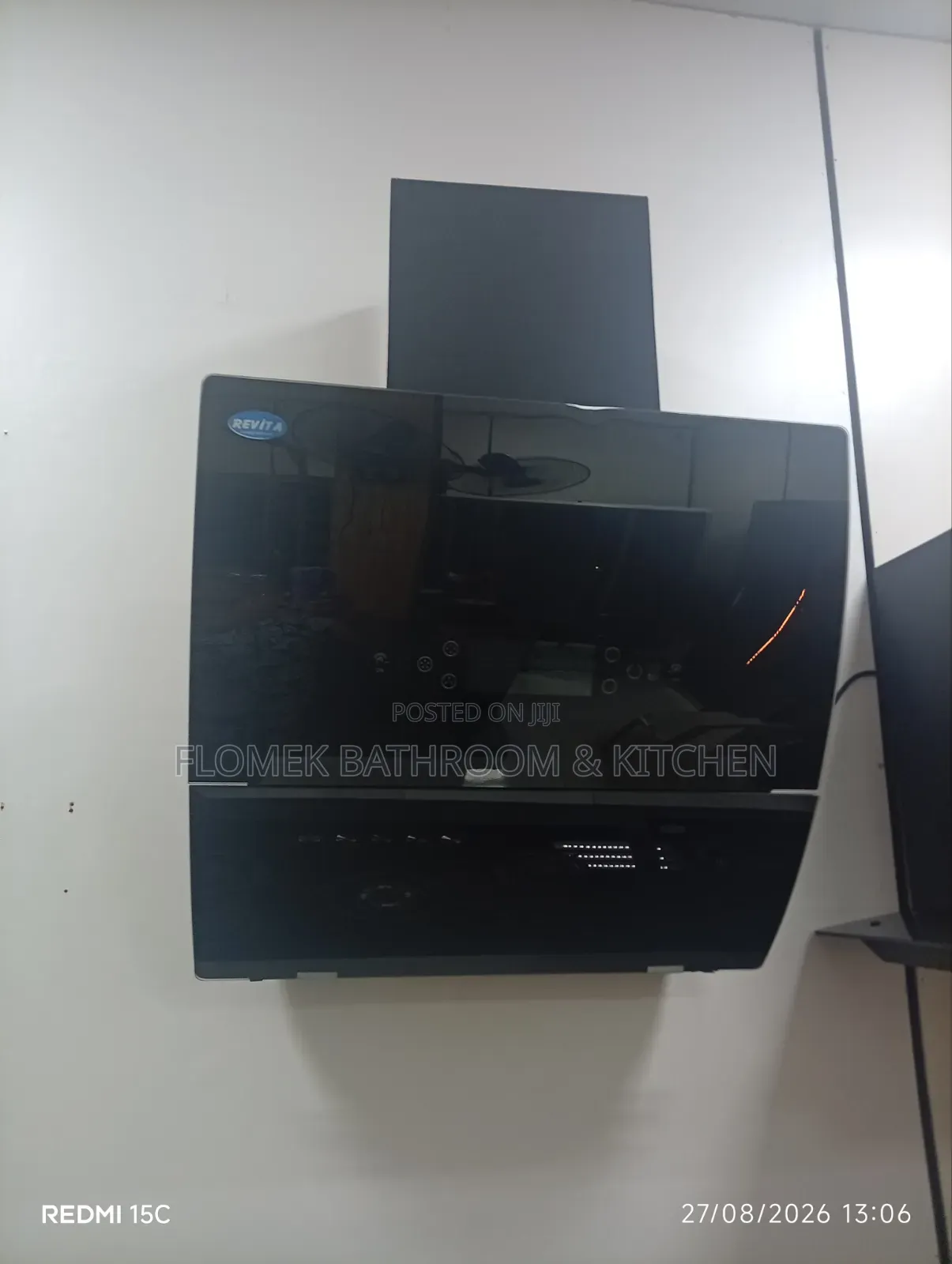 Revita 60cm Black Glass Kitchen Chimney Hood – Stylish & Powerful
