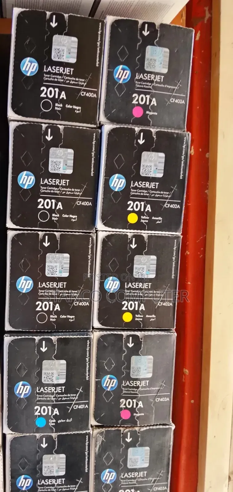 HP Original GENUINE Laser Toner 201a (Cyan) Yellow and Magenta.