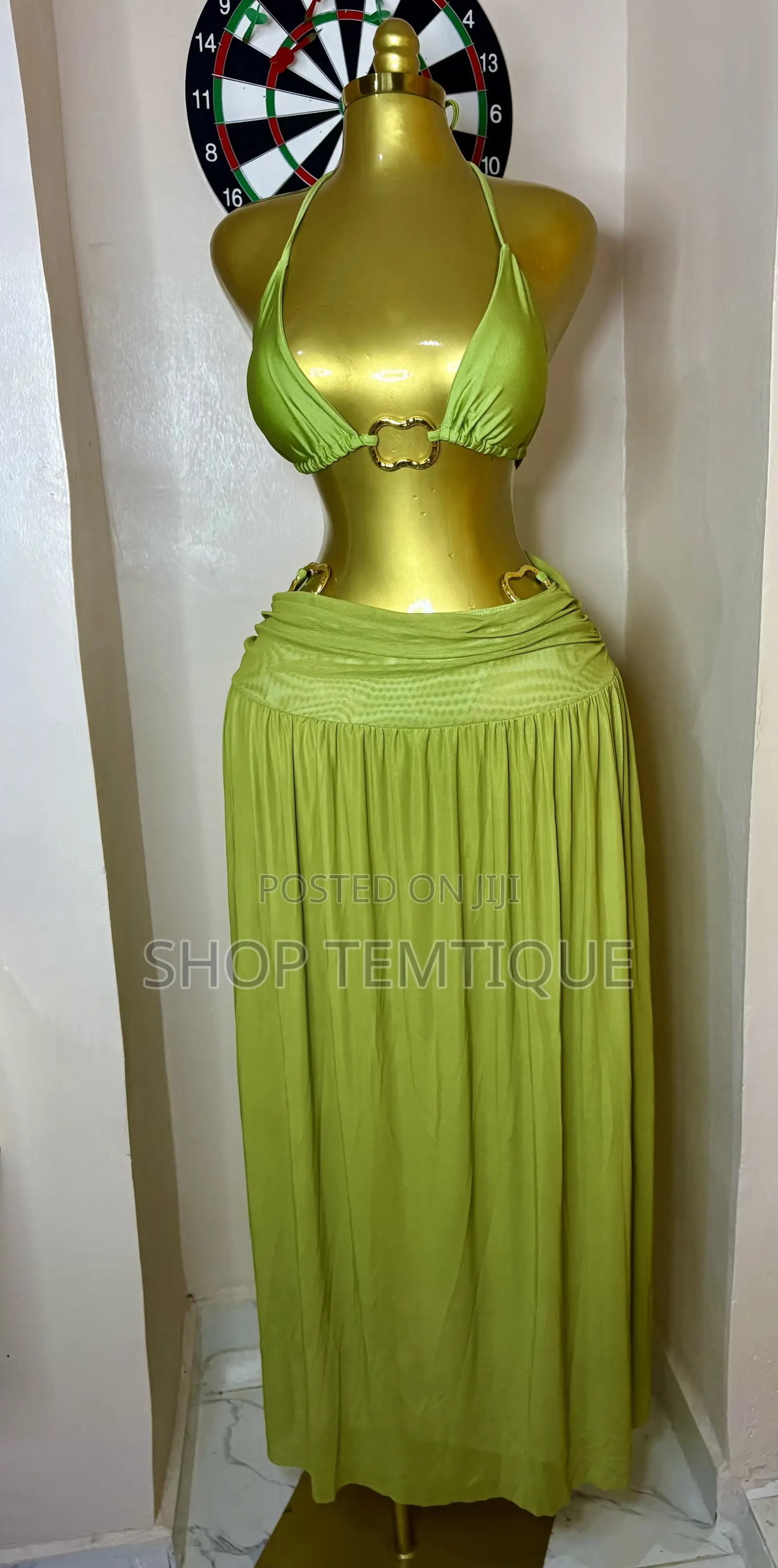 Olive Green Bikini Skirt Set