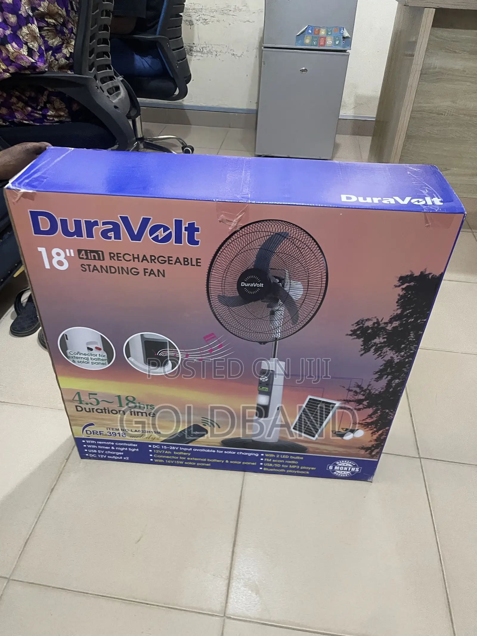 Duravolt 18" Rechargeable Standing Fan