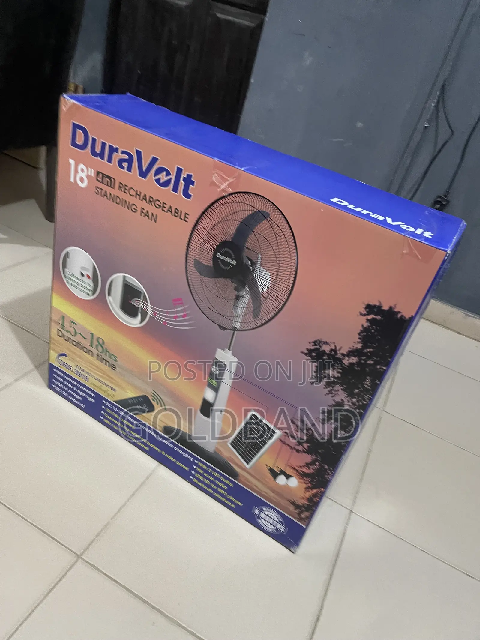 Duravolt 18" Rechargeable Pedestal Fan