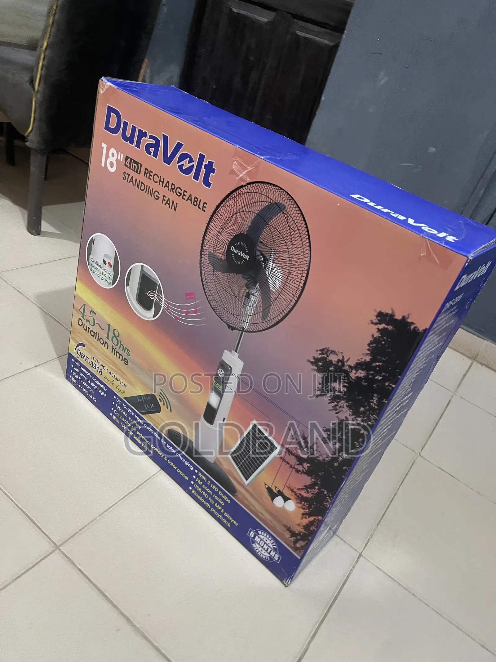 Duravolt 18" Rechargeable Pedestal Fan