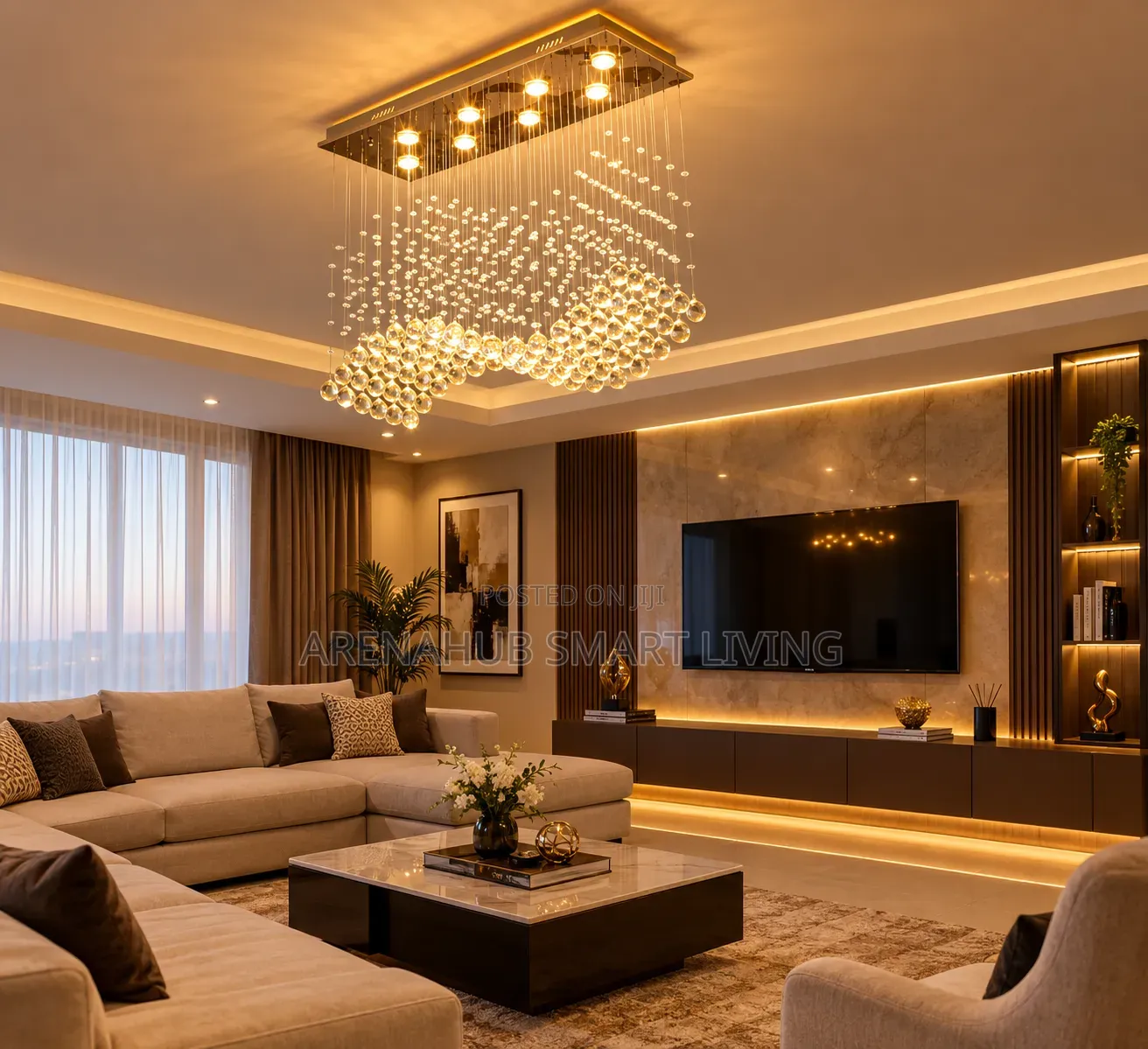 Modern Crystal Pendant Lamp Rectangle Hanging Lamp for Living