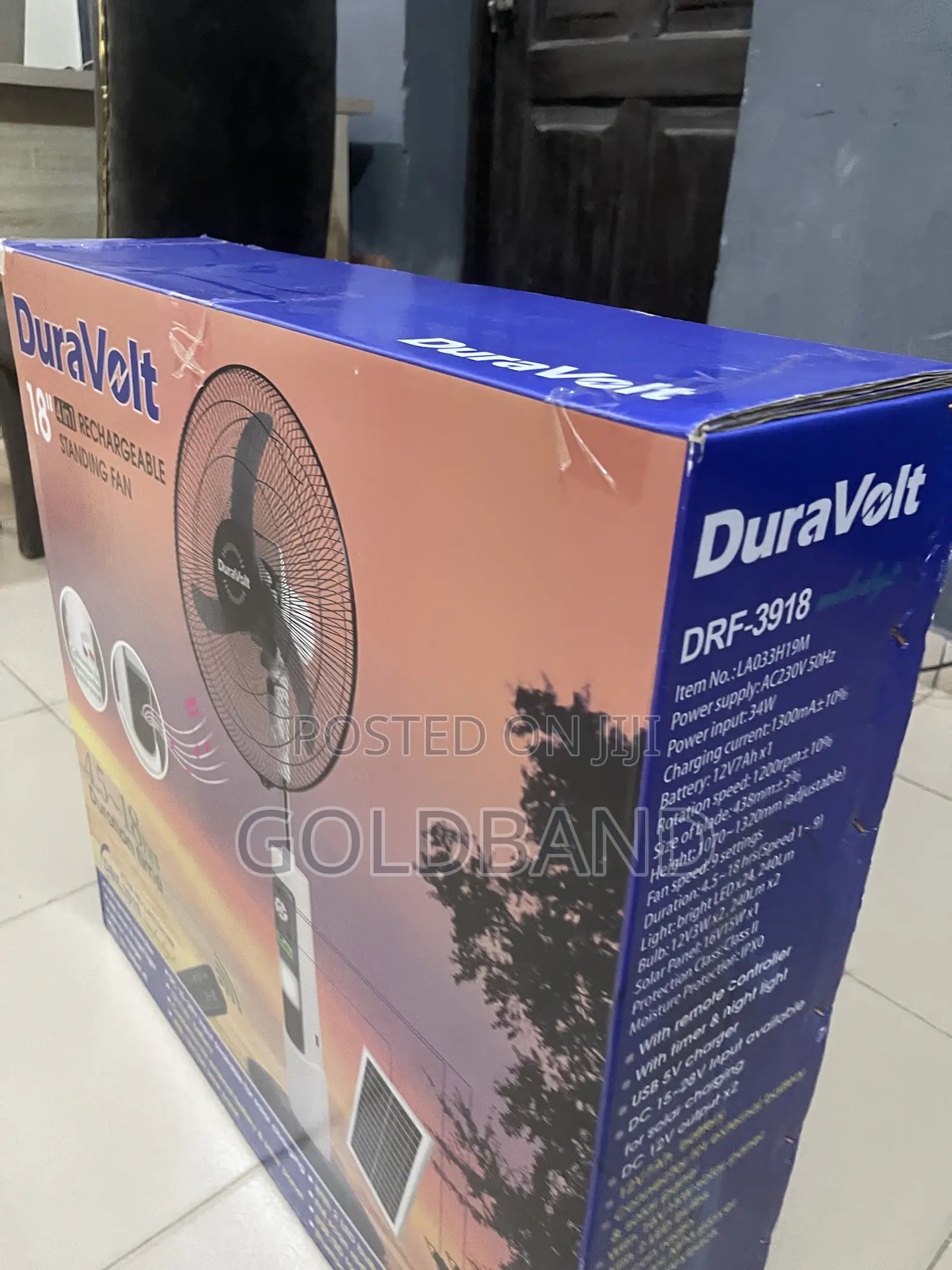 Duravolt 18 Inch Rechargeable Pedestal Fan