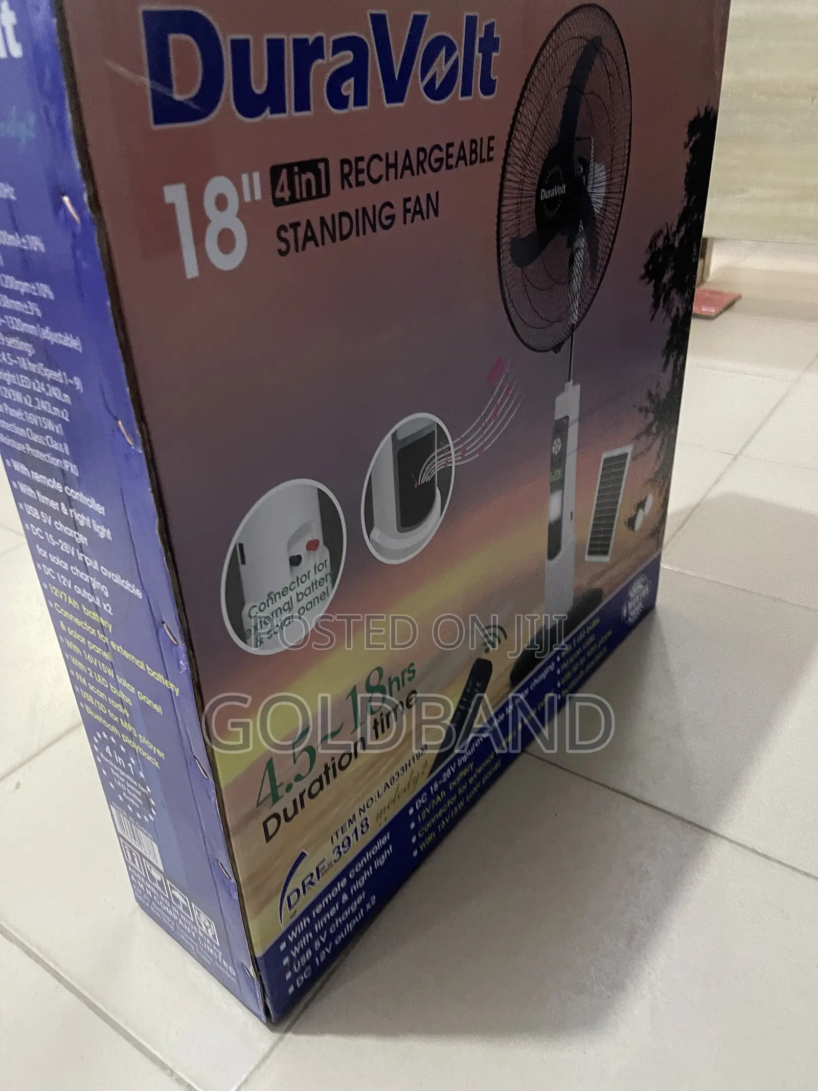 Duravolt 18 Inch Stand Fan With Battery