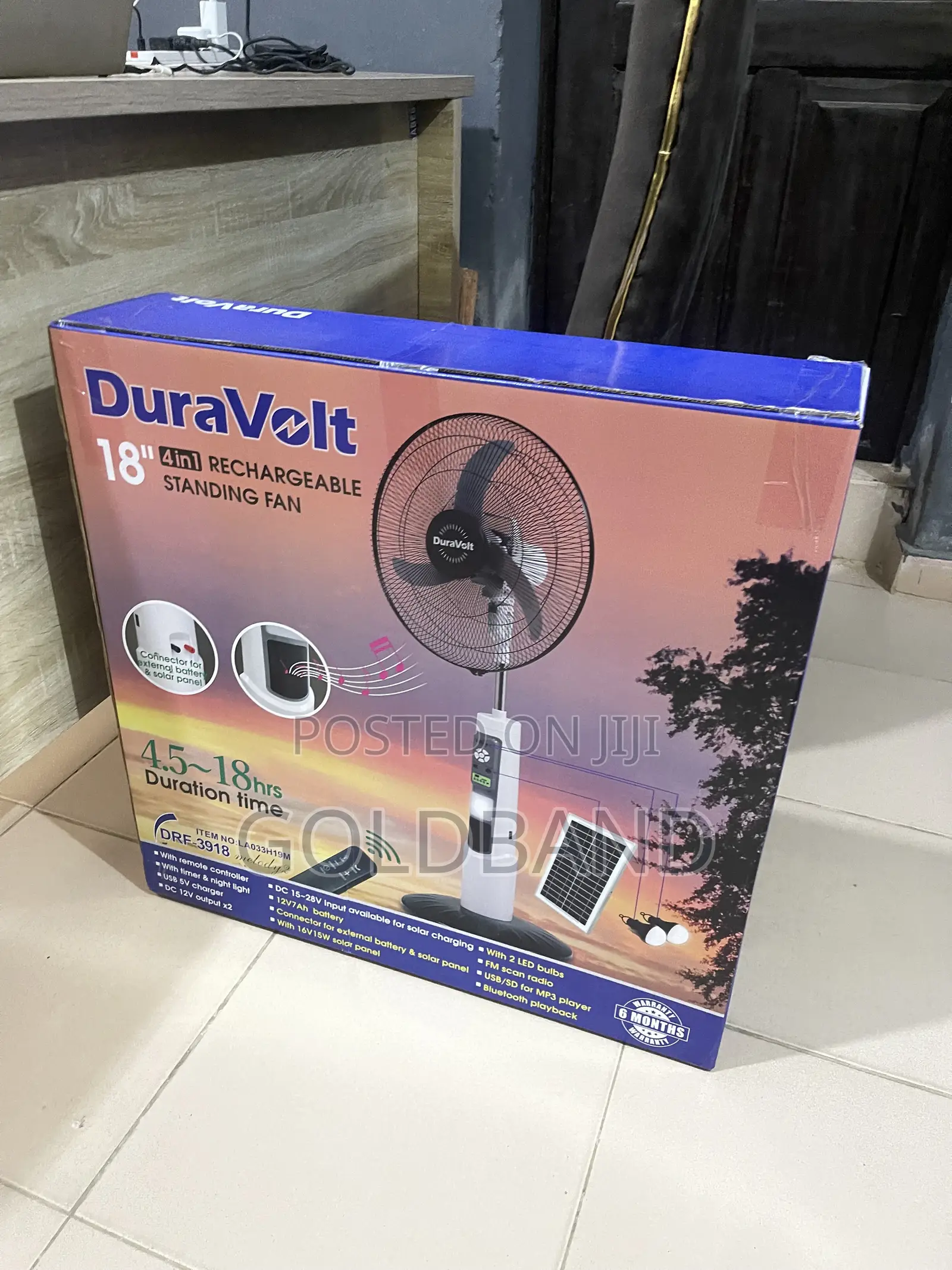 Duravolt 18" Cordless Electric Fan
