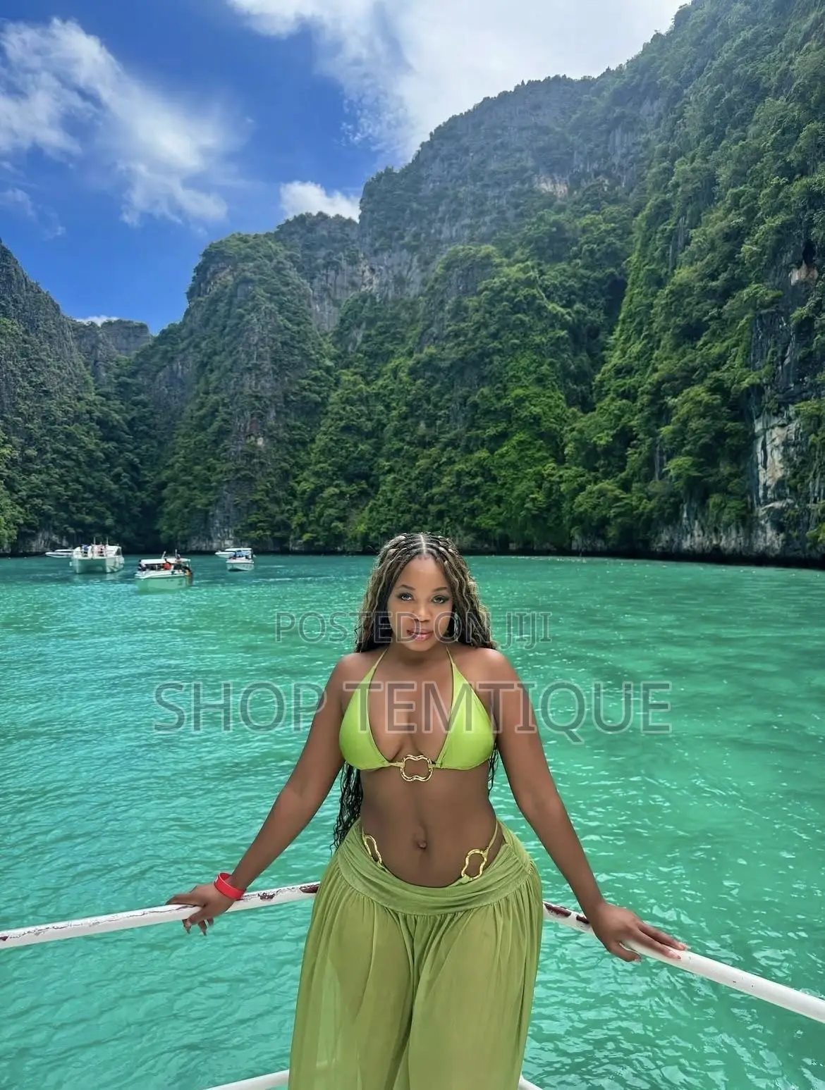 Olive Green Bikini Skirt Set