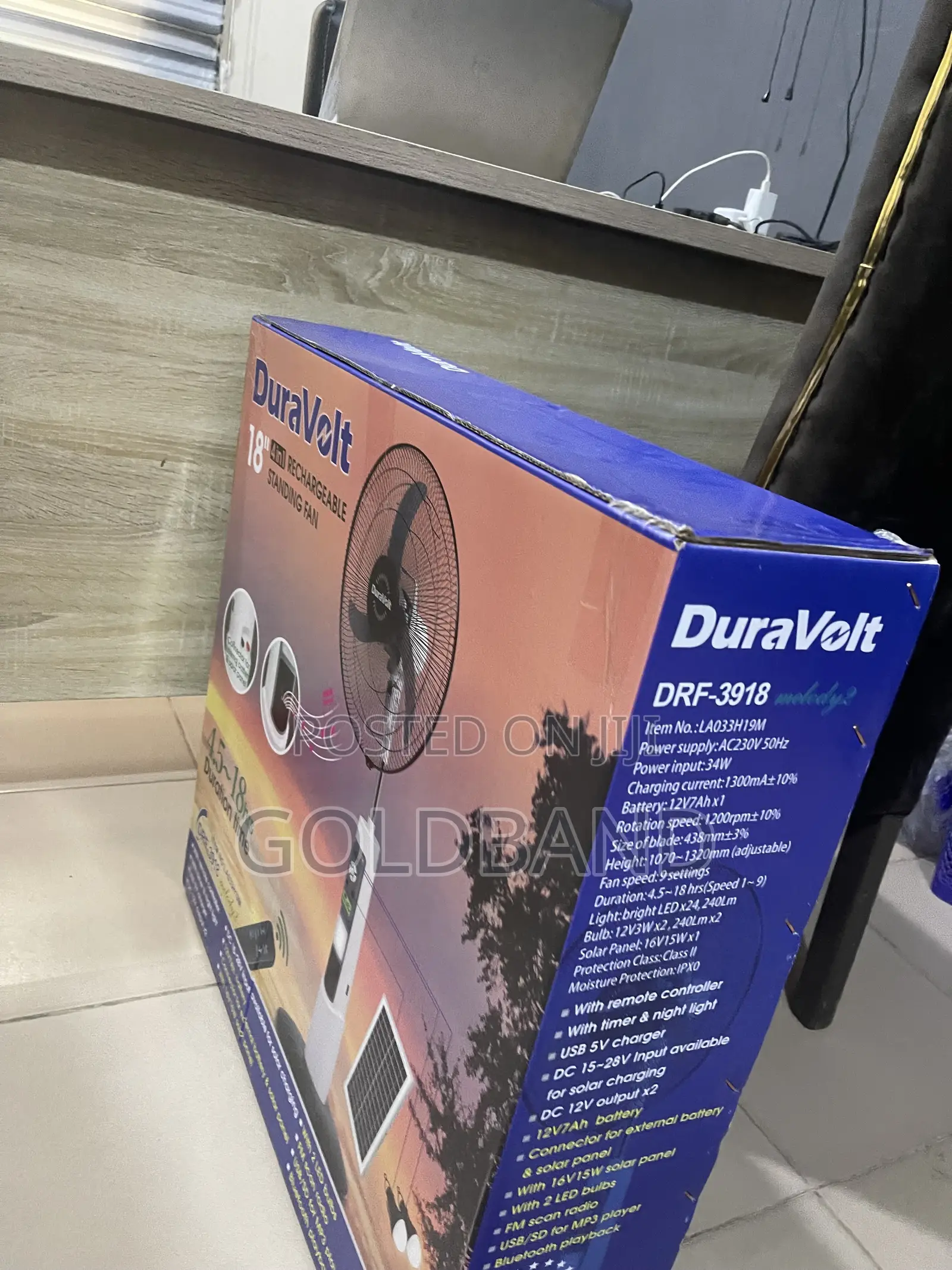 Duravolt 18" Rechargeable Cooling Fan