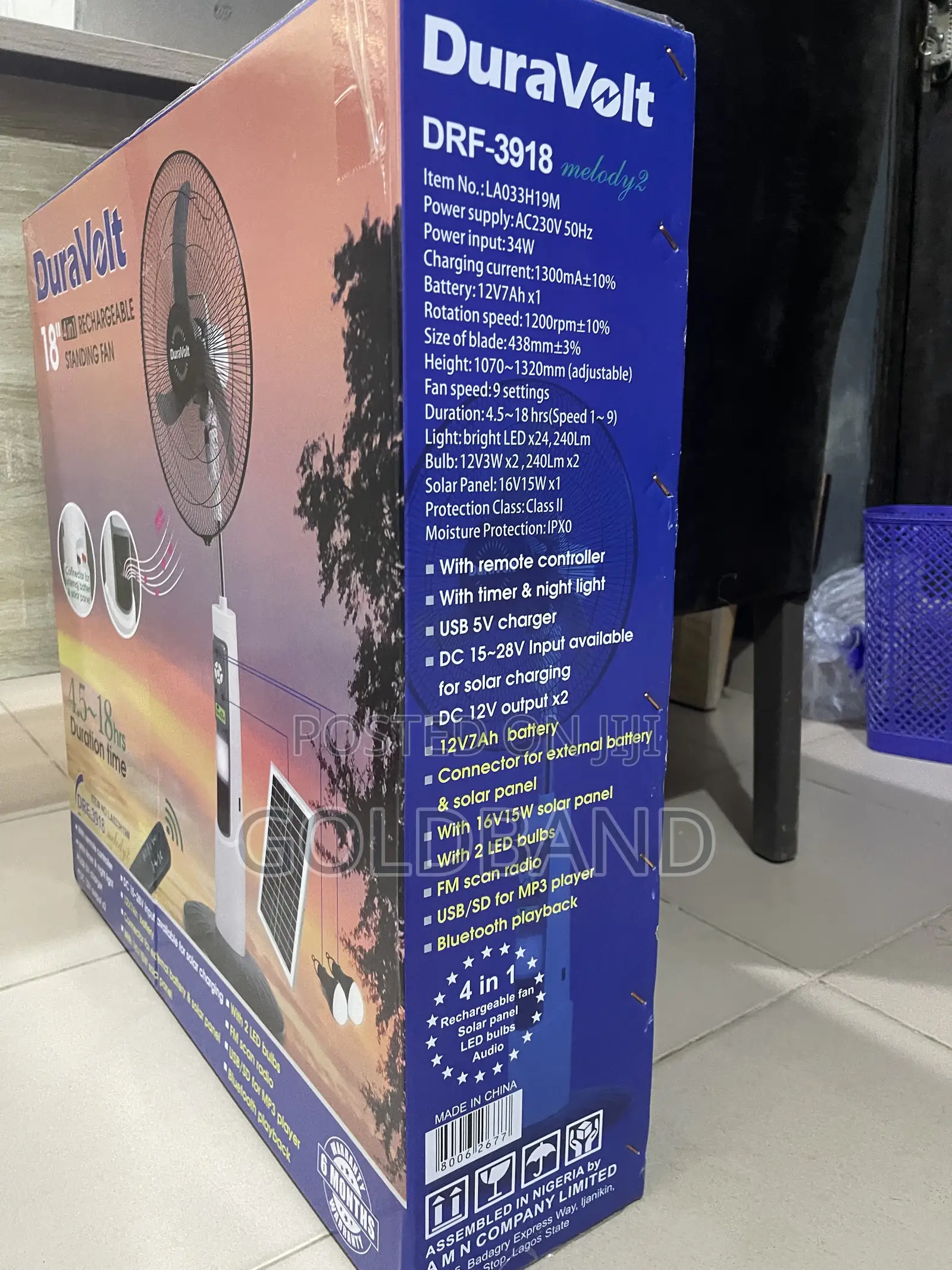 Duravolt 18" Wireless Pedestal Fan