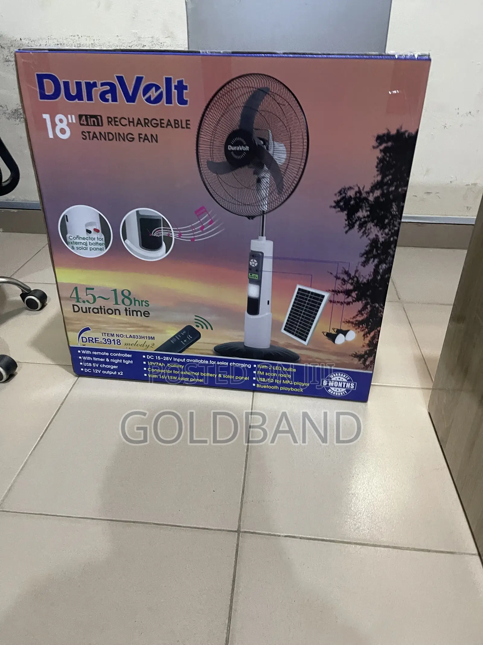 Duravolt 18" Portable Standing Fan