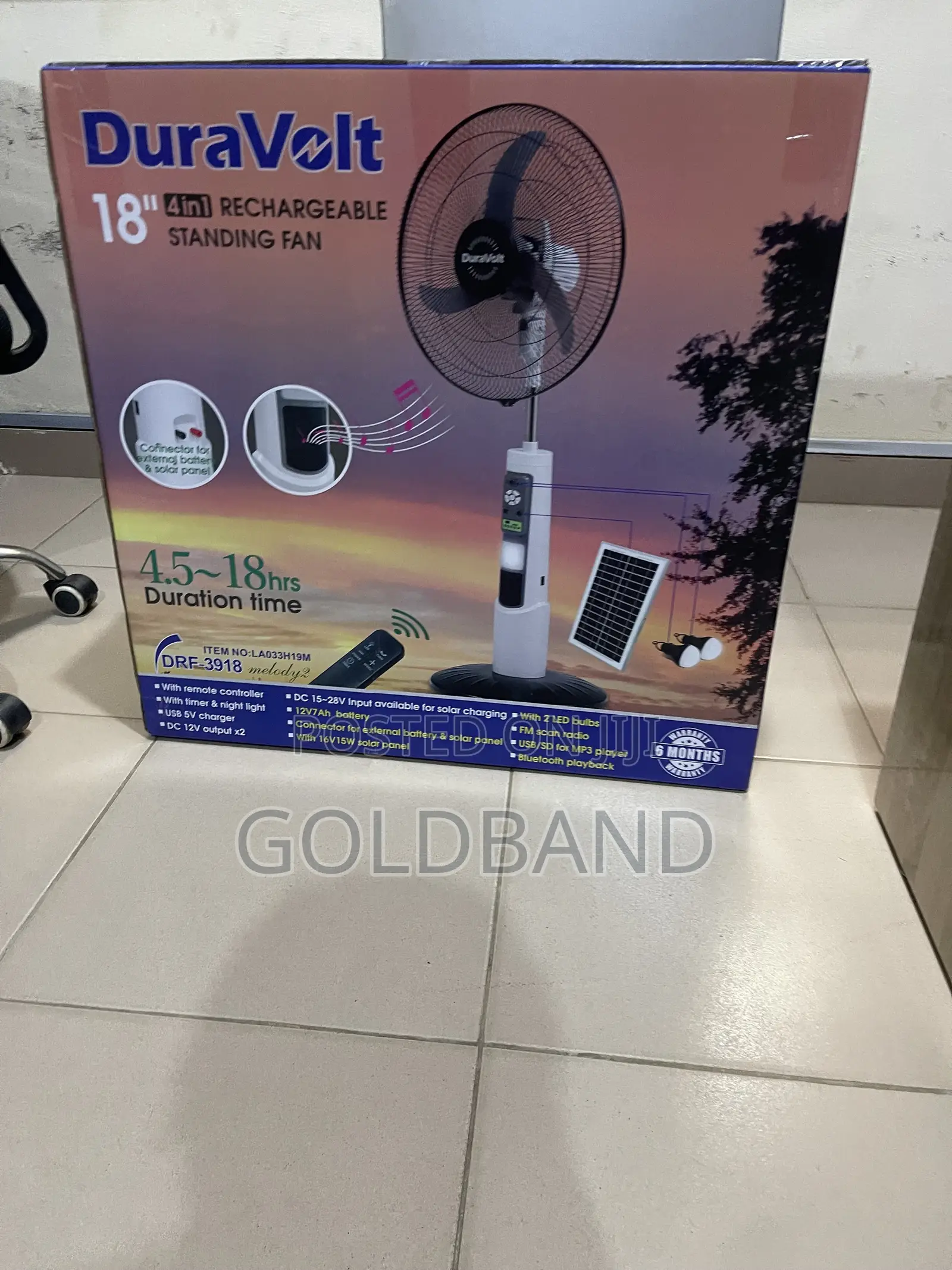 Duravolt 18" Portable Standing Fan