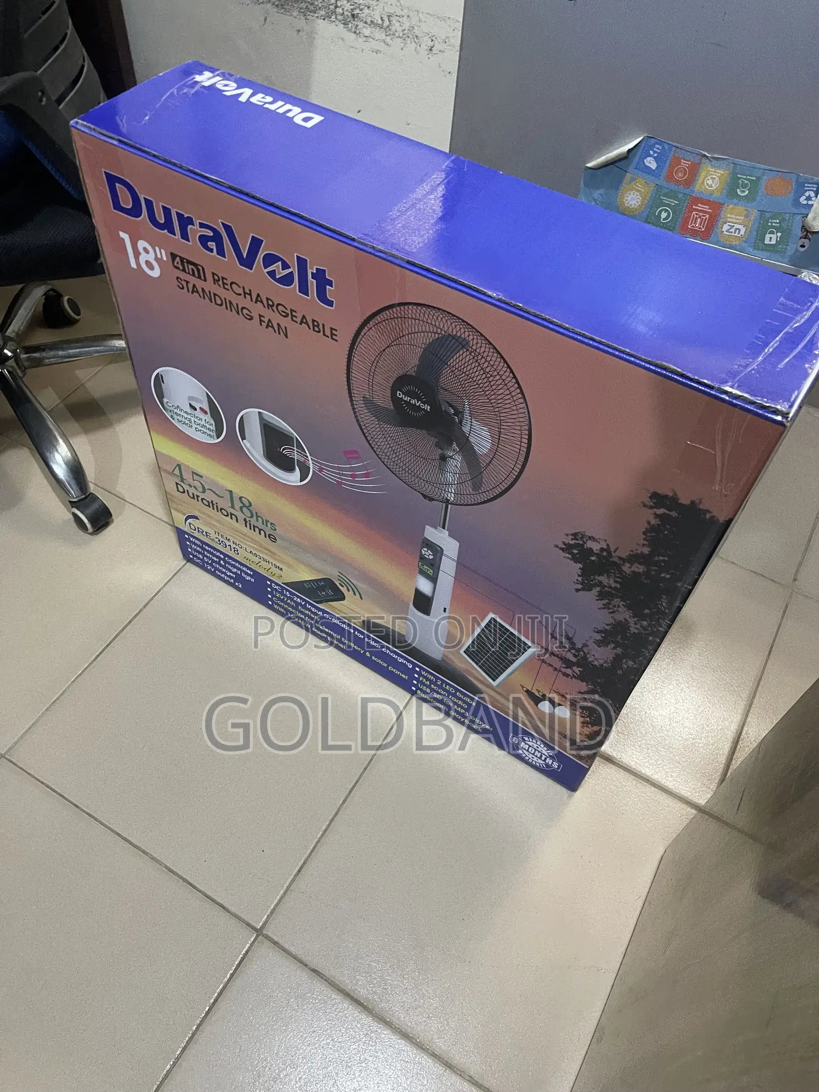 Duravolt 18 Inch Rechargeable Office Fan