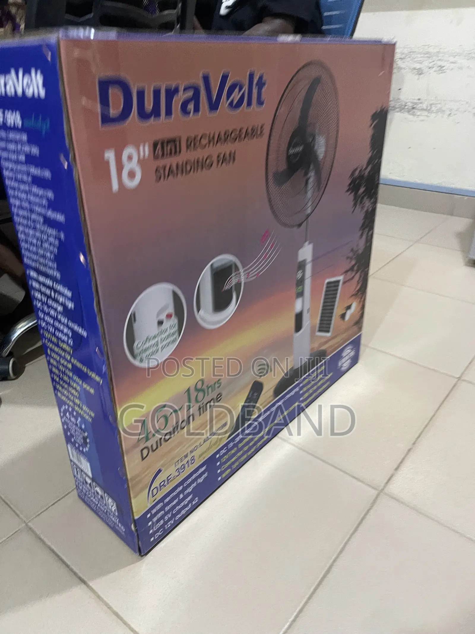 Duravolt 18" Rechargeable Personal Floor Fan