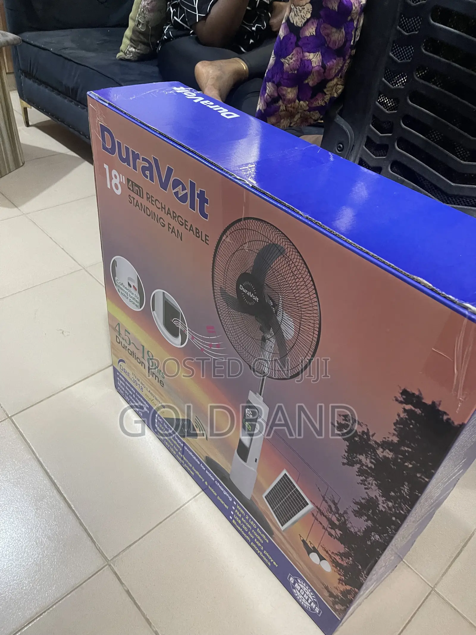 Duravolt 18" Portable Rechargeable Stand Fan