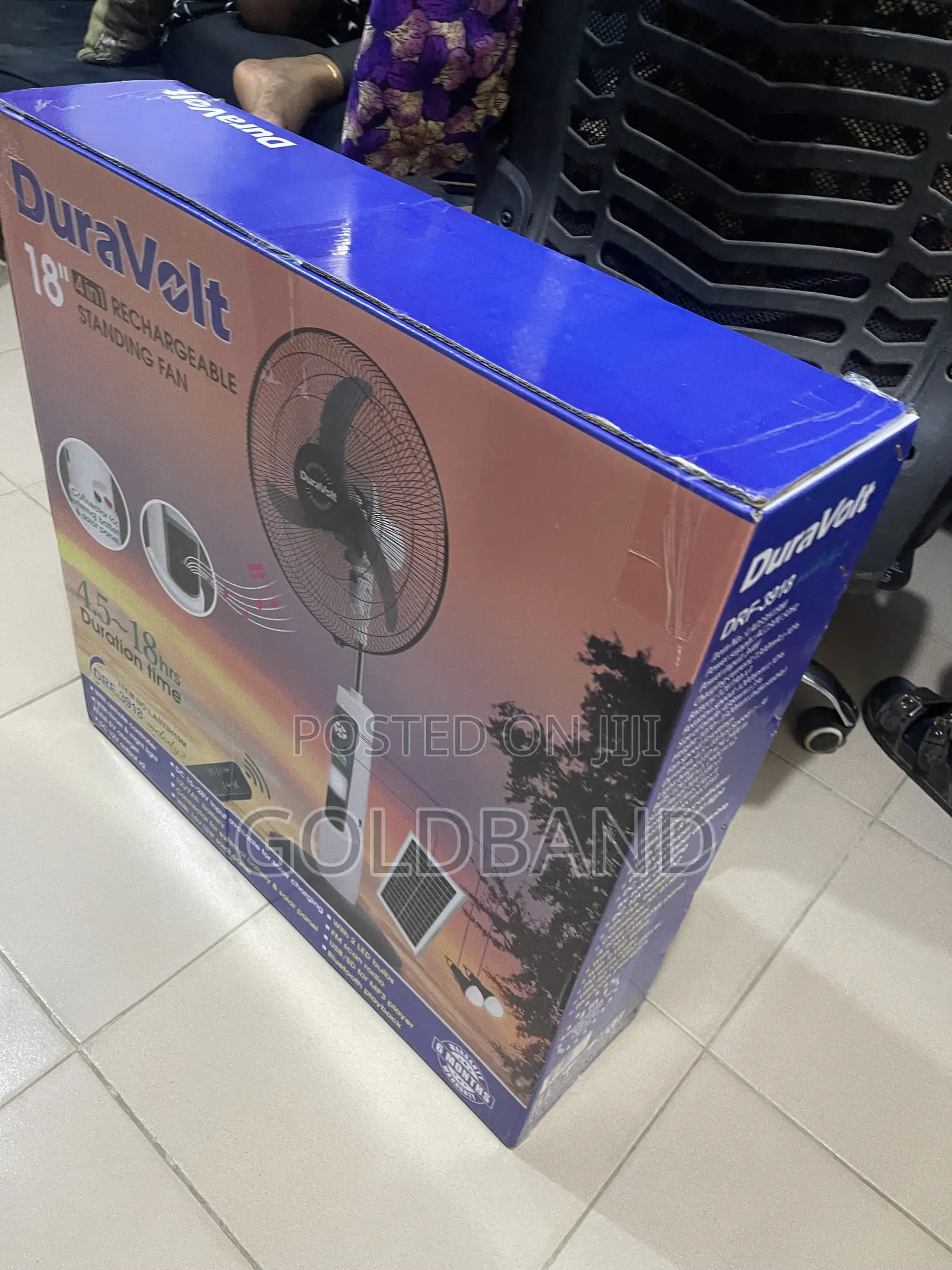 Duravolt 18" Portable Rechargeable Stand Fan