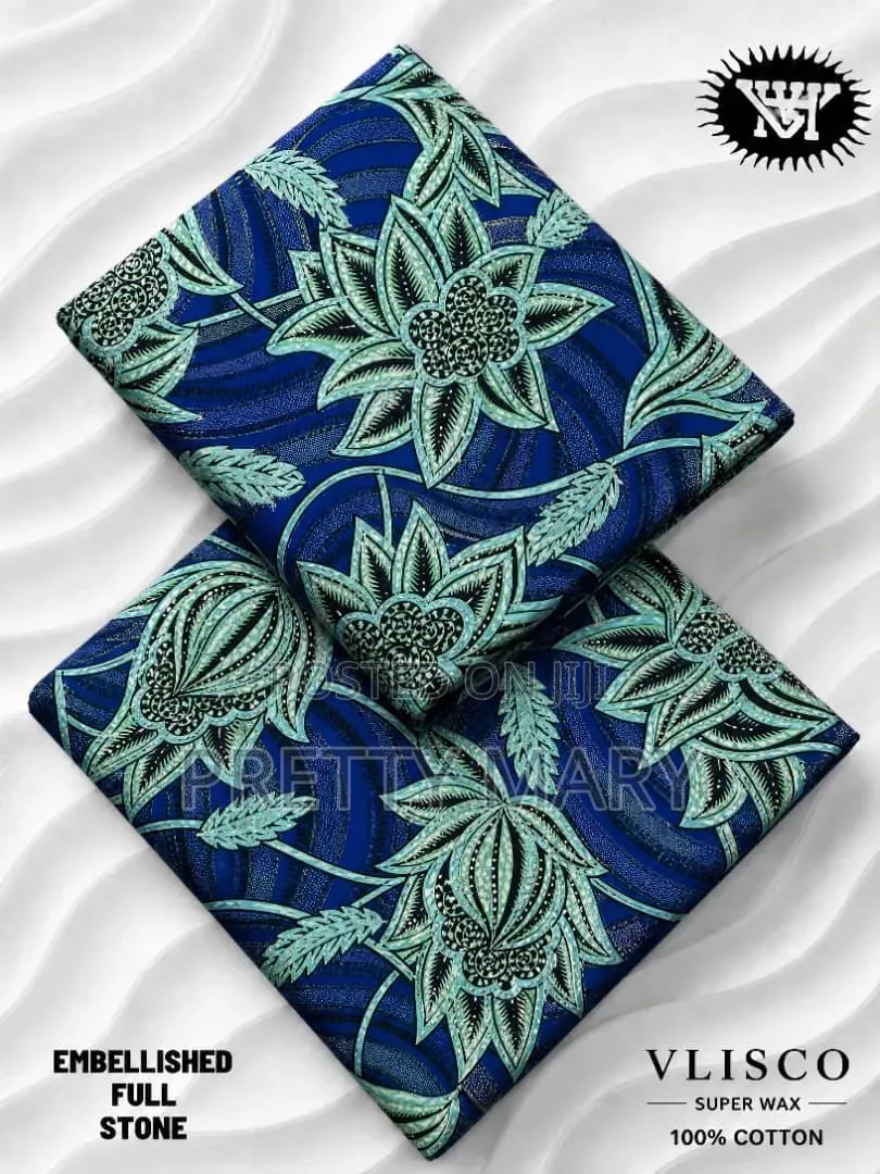 Blue Vlisco Super Wax Ankara Fabric