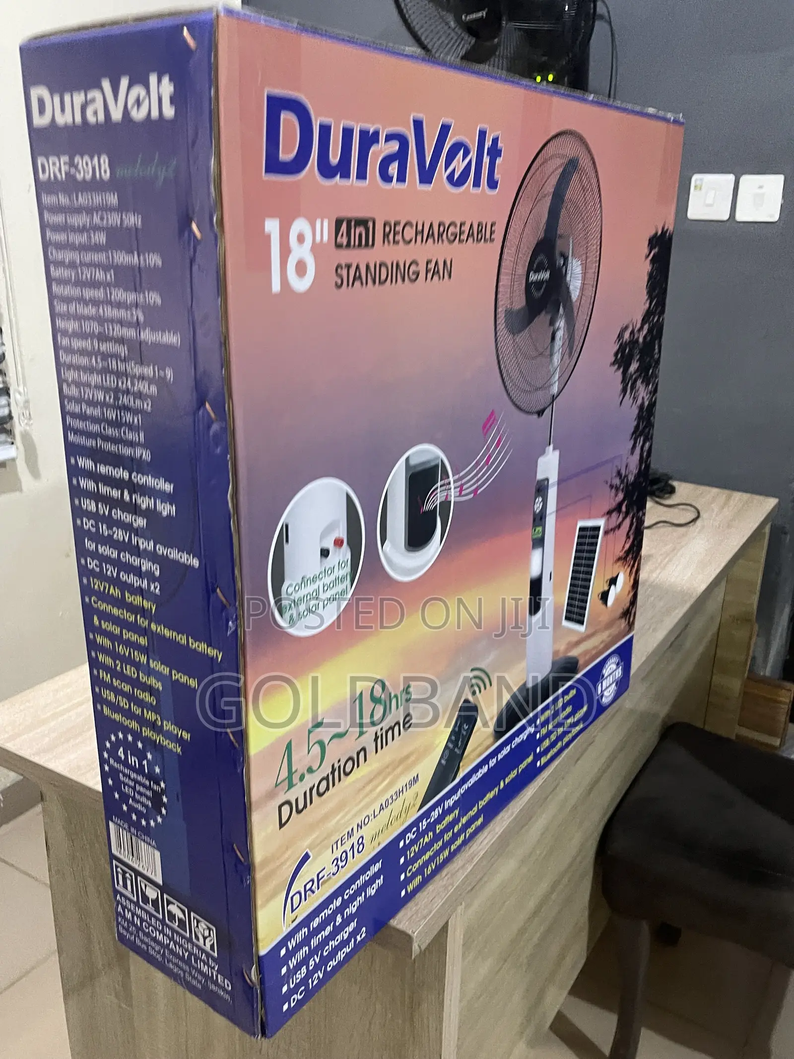 DuraVolt 18 Inches Rechargeable Standing Fan for Reliable Airflow